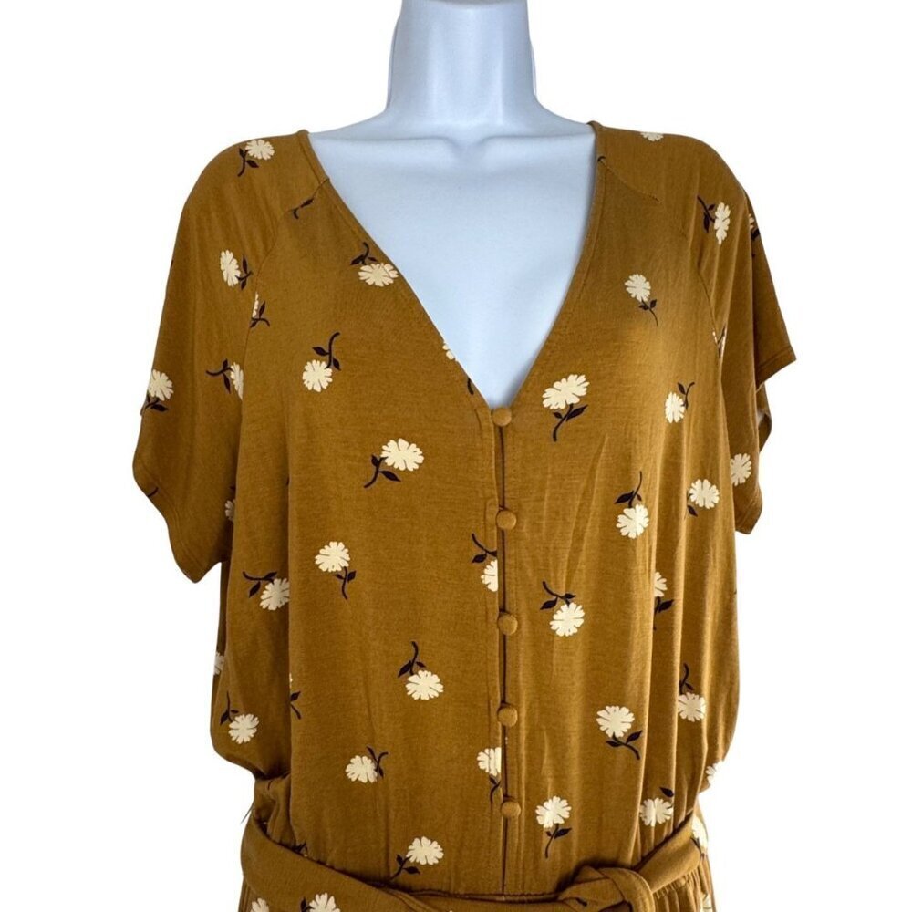 Matilda Jane Up In Front Romper Mustard Yellow White Daisy Belted Size Lrg EUC - Picture 3 of 9